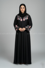 Nida Black Maxi Abaya for women in Pakistan with stylish embroidery