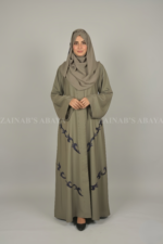 New Zainab Front Open Gown Abaya with front embroidery
