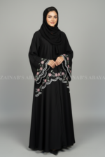 Black Double Gown Abaya with Embroidery OL-1151