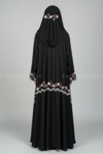 Black Double Gown Abaya with Embroidery OL-1151 - Image 3