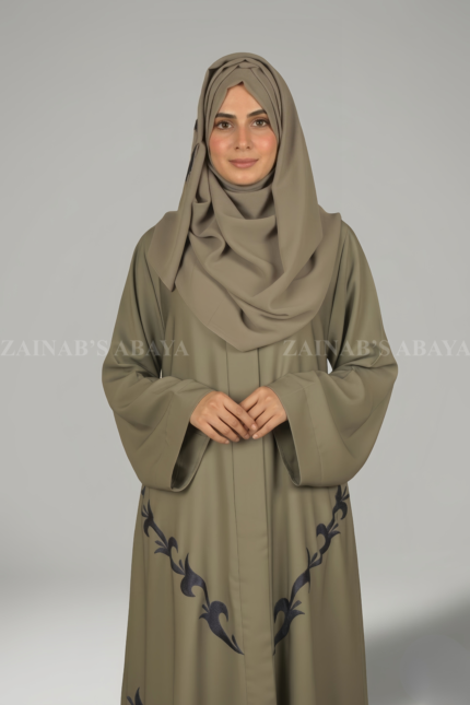 New Zainab Front Open Gown Abaya with front embroidery