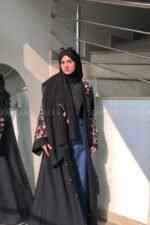 Black Color Front Open Abaya with Embroidery on Front and Sleeves 0261 - Image 3