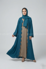 Double Front Open Abaya with Cutwork on Front and Sleeves OL-1157 - Image 3