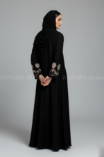 Black Maxi Abaya with Embroidery on Neck and Sleeves OL-1133 - Image 5