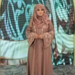 Nida front open gown abaya with intricate embroidery on the front and back, offering a stylish and elegant design.