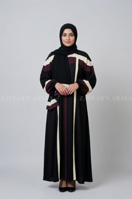 Nida Maxi Abaya for women in Pakistan with a matching scarf in chiffon fabric.