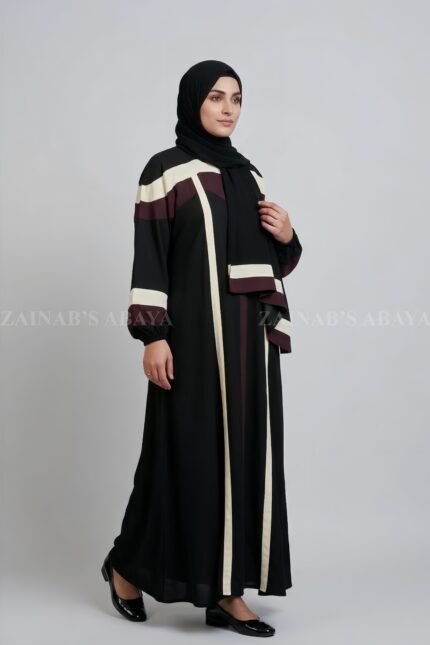 Nida Maxi Abaya for women in Pakistan with a matching scarf in chiffon fabric