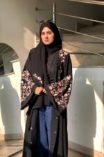 Black Color Front Open Abaya with Embroidery on Front and Sleeves 0261 - Image 4
