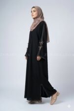 Stylish Black Front Open Abaya for Women OL-1161 - Image 4