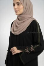 Stylish Black Front Open Abaya for Women OL-1161 - Image 2