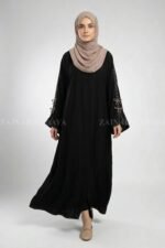Stylish Black Front Open Abaya for Women OL-1161 - Image 3