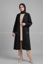 Black Color Short Coat Style Abaya OL-1168 - Image 4