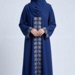 Navy Colored Front Open Abaya with Embroidery OL-1164