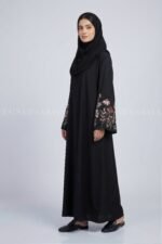 Black Embroidered Sleeves Maxi Abaya OL-1154 - Image 4
