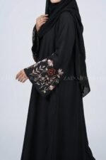 Black Embroidered Sleeves Maxi Abaya OL-1154 - Image 5