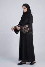 Black Embroidered Sleeves Maxi Abaya OL-1154 - Image 3