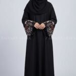 Black Embroidered Sleeves Maxi Abaya OL-1154