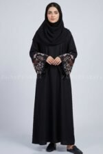Black Embroidered Sleeves Maxi Abaya OL-1154