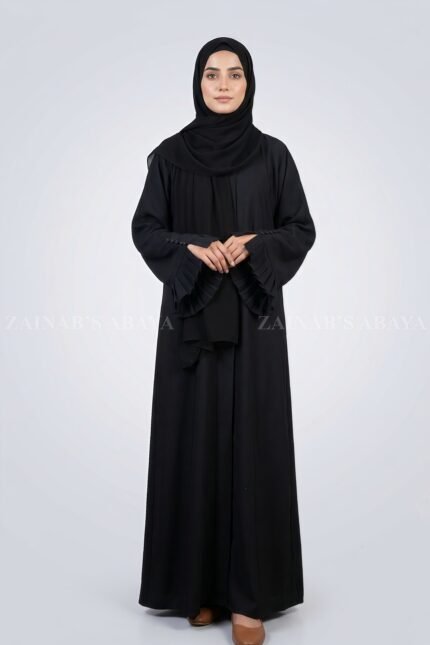 Black Front Open Abaya with Stylish Sleeves OL-1162