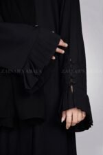 Black Front Open Abaya with Stylish Sleeves OL-1162 - Image 3