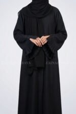 Black Front Open Abaya with Stylish Sleeves OL-1162 - Image 2