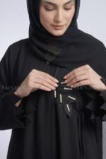 Black Front Open Abaya in Angrkha Style OL-1166 - Image 2