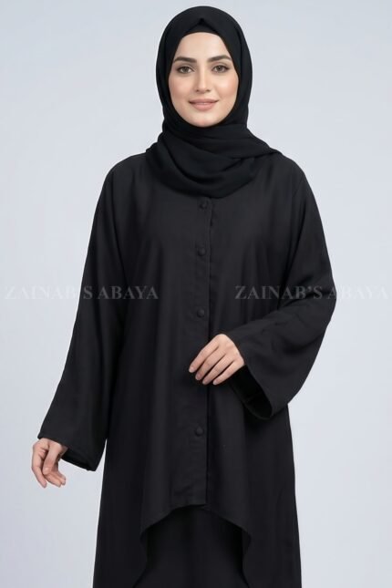 Black Co-Ord Set Abaya for women in Nida Korean Fabric