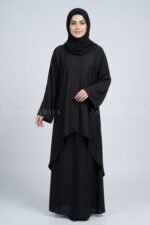 Black Co-Ord Set Abaya for women in Nida Korean Fabric