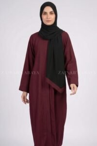 Mongiya Color Front Open Abaya in Romantic Nida Fabric Arn 119 - Image 9