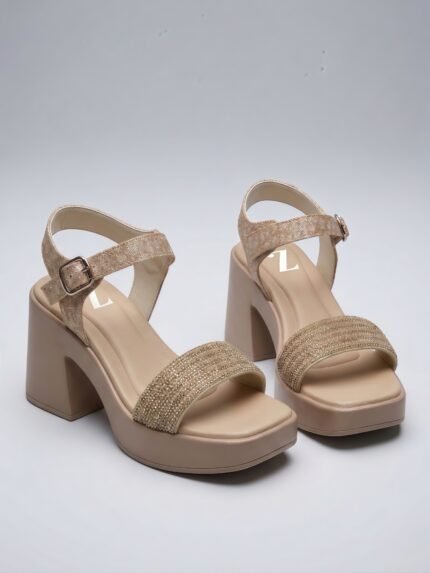 Soft Gold Strap Platform Heels Z 70