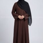 Brown Colored Front Open Abaya in Romantic Nida Arn 119