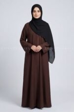 Brown Colored Front Open Abaya in Romantic Nida Arn 119