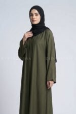 Color Front Open Abaya in Romantic Nida Fabric Arn 119 - Image 2