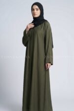 Color Front Open Abaya in Romantic Nida Fabric Arn 119 - Image 3