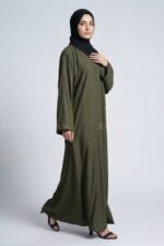 Color Front Open Abaya in Romantic Nida Fabric Arn 119 - Image 4