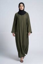 Color Front Open Abaya in Romantic Nida Fabric Arn 119 - Image 5