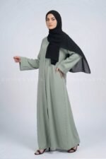 Color Front Open Abaya in Romantic Nida Fabric Arn 119 - Image 8