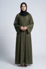 Color Front Open Abaya in Romantic Nida Fabric Arn 119
