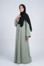 Color Front Open Abaya in Romantic Nida Fabric Arn 119 - Image 9