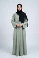 Color Front Open Abaya in Romantic Nida Fabric Arn 119 - Image 6