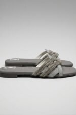 Soft Silver Slide Flats Women Slippers Z 113 - Image 4