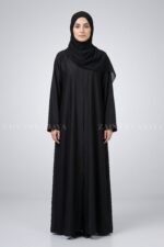 Dark Colored Front Open Abaya in Romantic Nida Fabric Arn 119 - Image 5