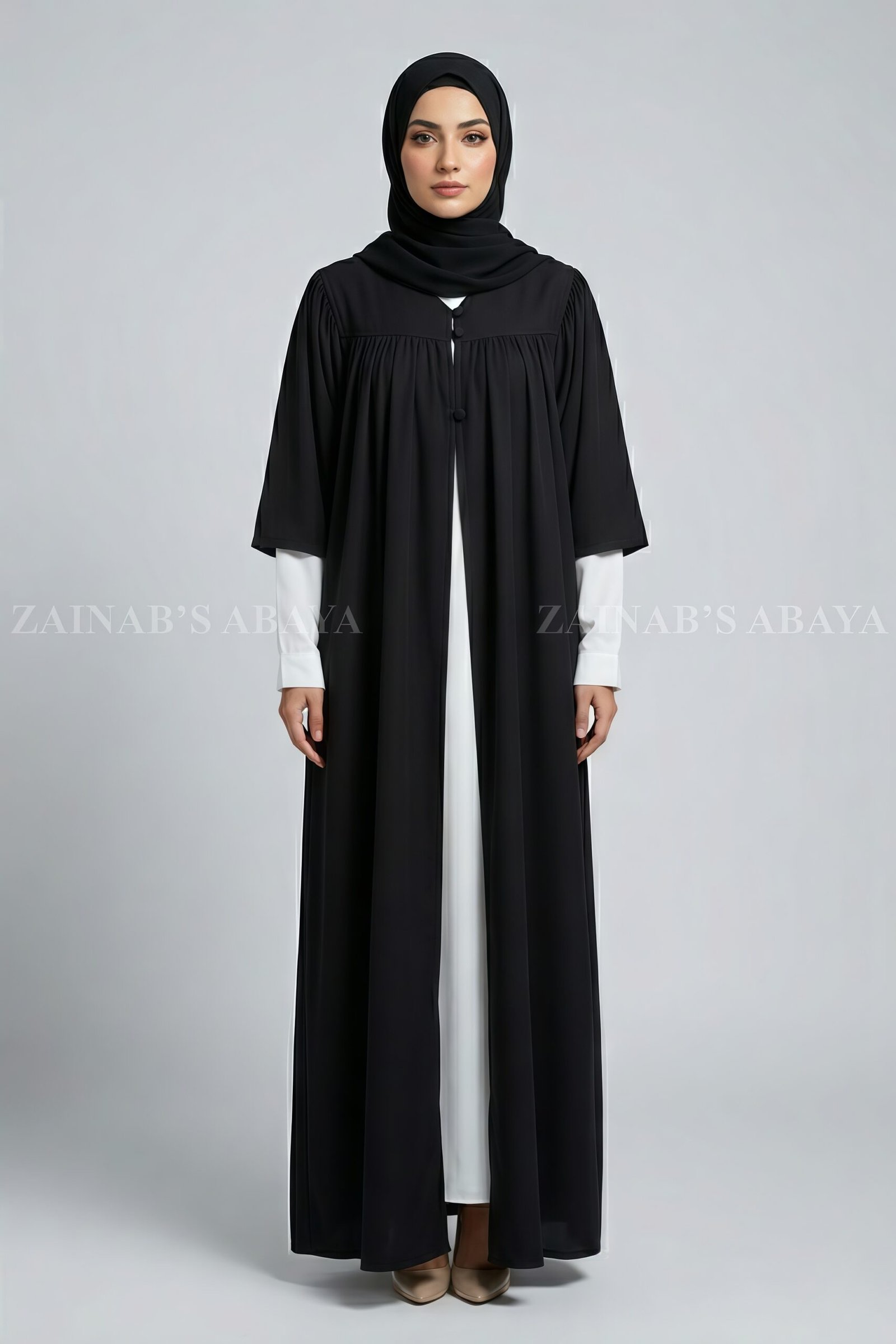 IMG_4175 Nida Black Teacher Gown Abaya OL-1160 - Image 1