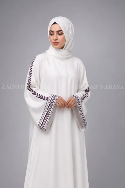 Embroidered Maxi Abaya with a matching scarf