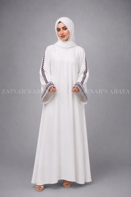 Embroidered Maxi Abaya with a matching scarf