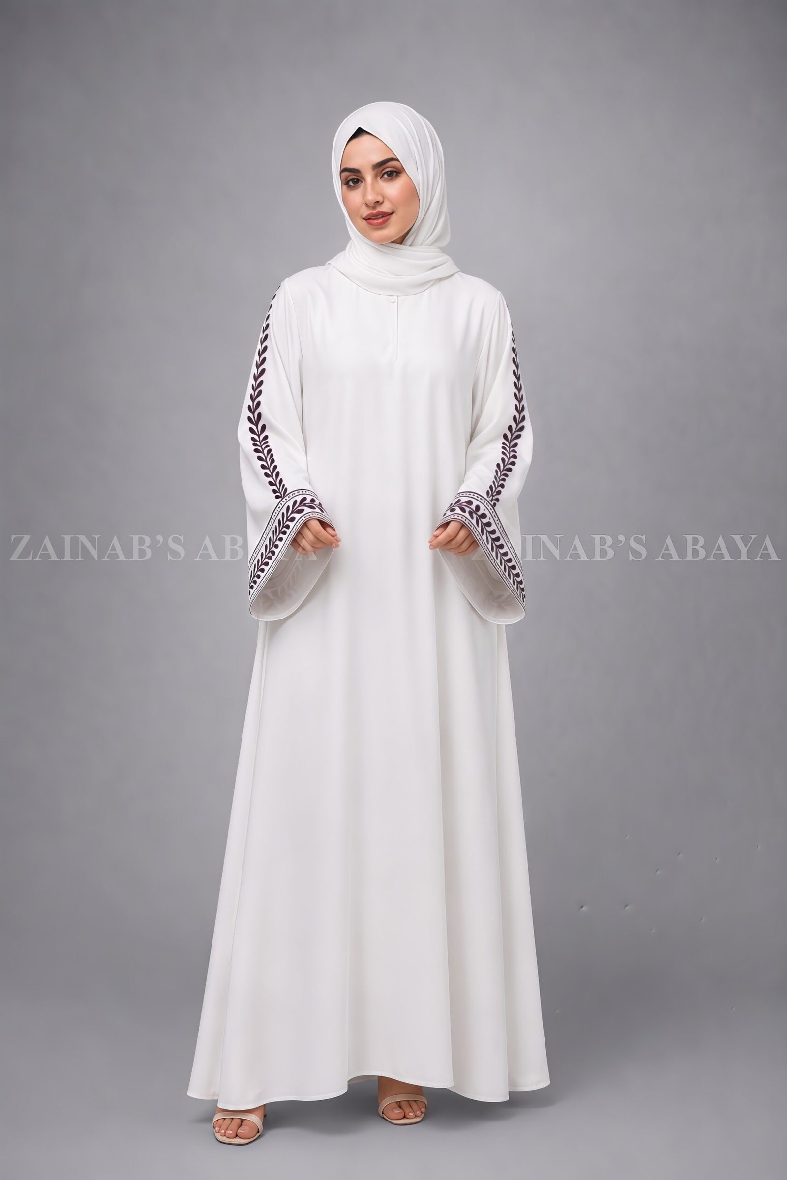 Maxi Abaya - Zainab Designer Abaya Embroidered Maxi Abaya with a matching scarf