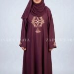 Maroon Color Maxi Abaya with Embroidery on Front and Sleeves Cuffs OL-1140