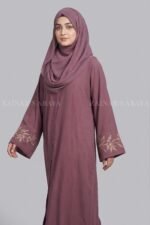 Kasni Colored Front Open Abaya with Embroidered Sleeves OL-1149 - Image 3