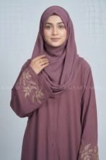 Kasni Colored Front Open Abaya with Embroidered Sleeves OL-1149 - Image 2