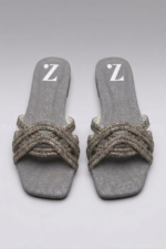 Silver Glow Flat Slides for Women Z 118 - Image 5
